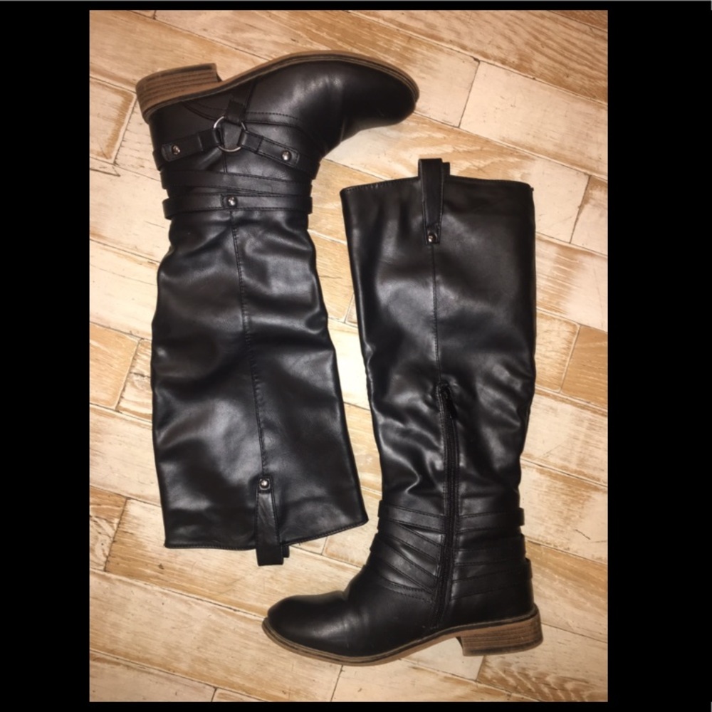 Black high rise boots